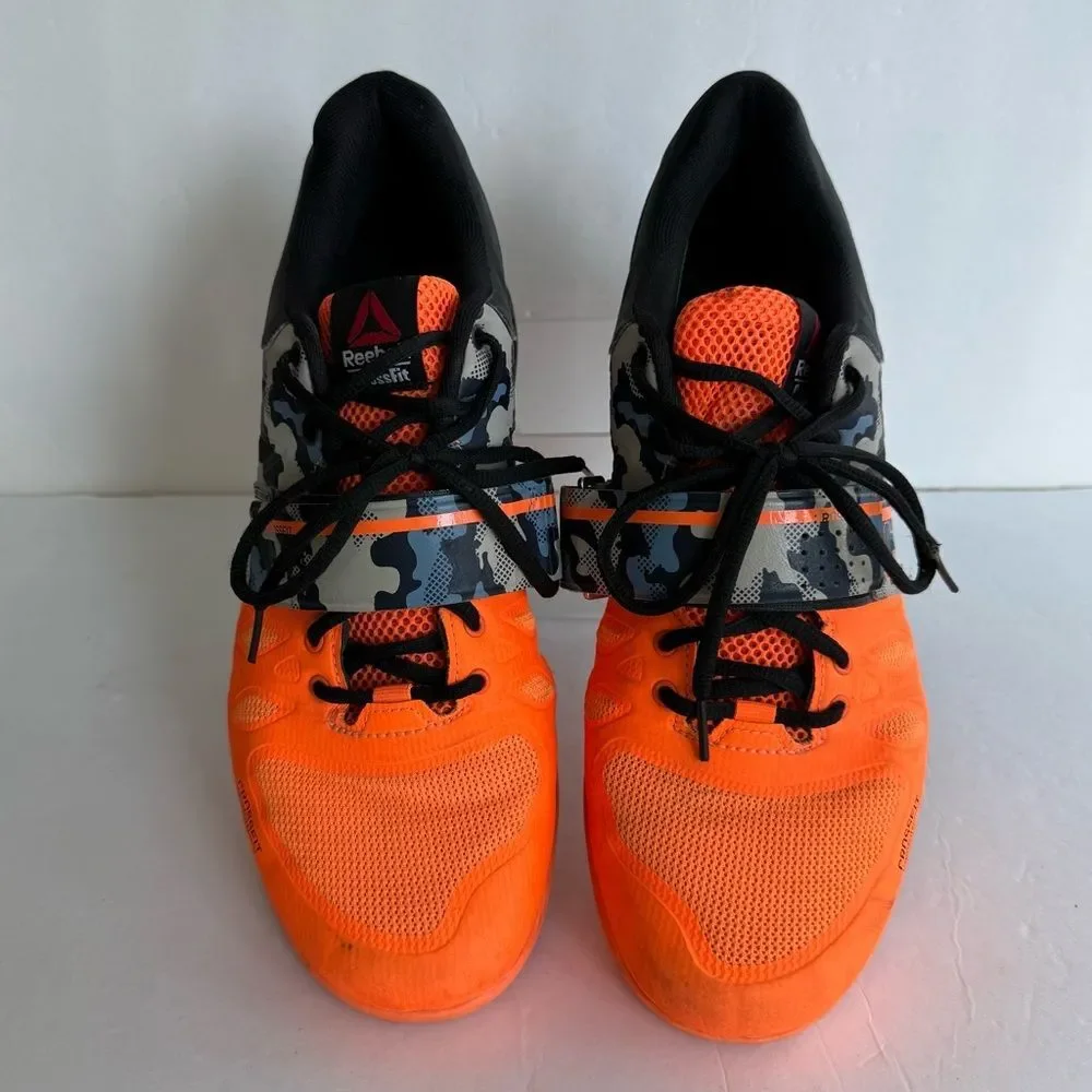 Reebok Camo Men’s 11 Crossfit Lifter 2.0 Shoes Neon Orange Black V67579